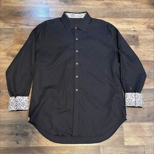 NWT| Robert Graham | Black Paisley Jacquard "Windsor" Sport Shirt - Flip Cuffs